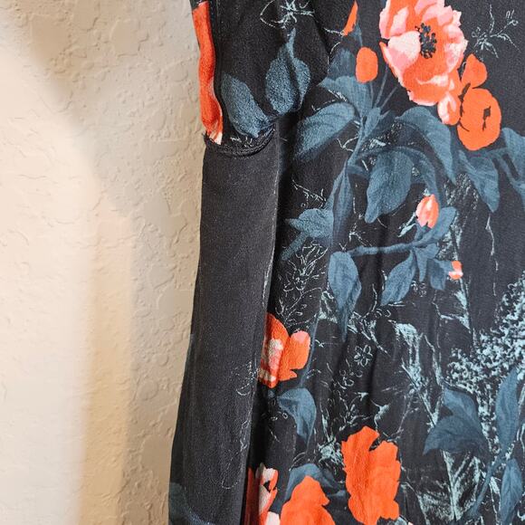 Lafyette 148 Floral Bell Sleeve Shift Dress in Black/Multi Women's Medium NWT - Picture 4 of 9